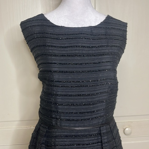 Cynthia Rowley Women's Sheath Dress Sparkles Sleeveless Black Striped Size 12 - Picture 2 of 11